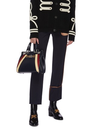 Figure View - Click To Enlarge - GUCCI - 'Zumi' colourblock double stripes leather tote bag