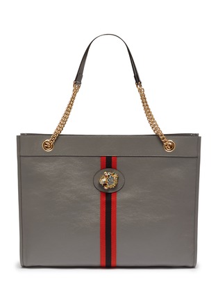 Main View - Click To Enlarge - GUCCI - 'Rajah' tiger Web stripe large leather chain tote
