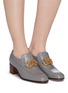 Figure View - Click To Enlarge - GUCCI - Horsebit chain leather loafer pumps