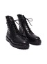 Detail View - Click To Enlarge - ALAÏA - Openwork goat and calfskin leather combat boots