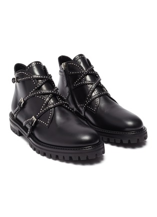Detail View - Click To Enlarge - ALAÏA - Studded calfskin flat boots