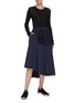 Figure View - Click To Enlarge - Y-3 - 'Firebird' 3-stripe outseam panelled asymmetric skirt