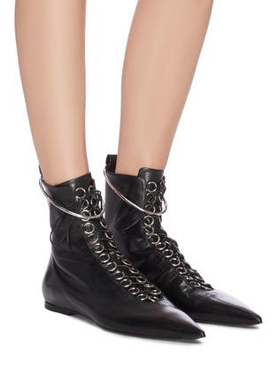 Figure View - Click To Enlarge - JIL SANDER - Flat lace up ankle boots