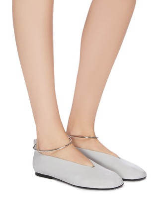 Figure View - Click To Enlarge - JIL SANDER - Ankle cuff leather ballet flats