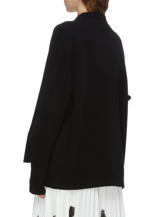 Back View - Click To Enlarge - CHRISTOPHER KANE - Glass crystal fringe cutout sleeve asymmetric virgin wool sweater