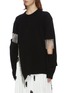 Front View - Click To Enlarge - CHRISTOPHER KANE - Glass crystal fringe cutout sleeve asymmetric virgin wool sweater
