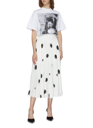Figure View - Click To Enlarge - CHRISTOPHER KANE - Pleated scribble dot print crepe skirt