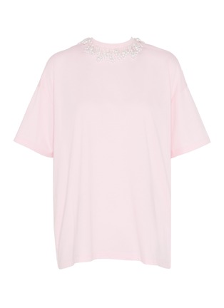Main View - Click To Enlarge - CHRISTOPHER KANE - Faux pearl embellished collar T-shirt