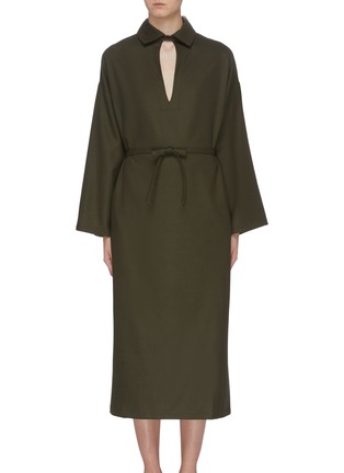 Main View - Click To Enlarge - BARENA - 'Demetra' belted cutout front flared sleeve shirt dress
