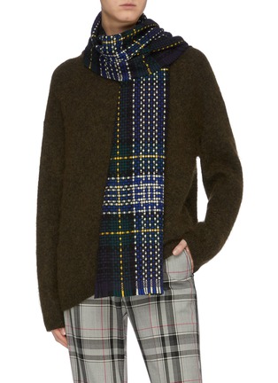 Figure View - Click To Enlarge - JOHNSTONS OF ELGIN - Tartan plaid cashmere basketweave scarf