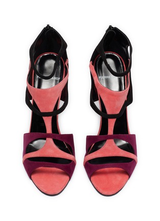 Detail View - Click To Enlarge - PIERRE HARDY - 'Jerry' ankle strap colourblock geometric cutout suede sandals