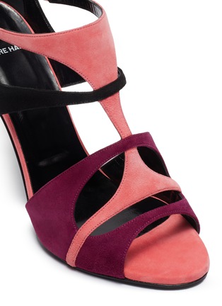Detail View - Click To Enlarge - PIERRE HARDY - 'Jerry' ankle strap colourblock geometric cutout suede sandals