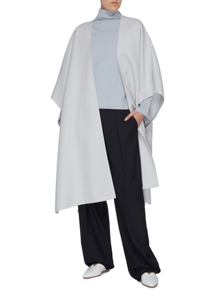 Figure View - Click To Enlarge - JIL SANDER - Flared sleeve cashmere melton open coat