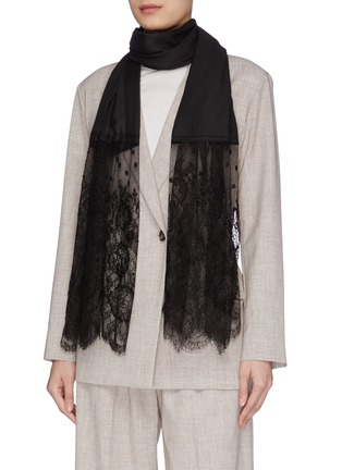 Figure View - Click To Enlarge - VALENTINO GARAVANI - Valentino Garavani Guipure lace trim scarf