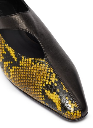 Detail View - Click To Enlarge - ROSETTA GETTY - Python embossed panel cutout buckled leather flats