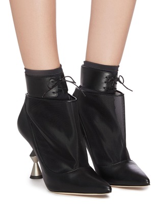 Figure View - Click To Enlarge - MANOLO BLAHNIK - 'Lacus' leather mesh ankle boots