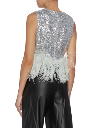 Back View - Click To Enlarge - 16ARLINGTON - Feather hem sequin cropped tank top