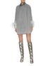 Figure View - Click To Enlarge - 16ARLINGTON - Strass tassel collar feather cuff gingham check mini dress