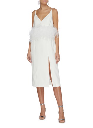 Figure View - Click To Enlarge - 16ARLINGTON - Feather trim sleeveless dress