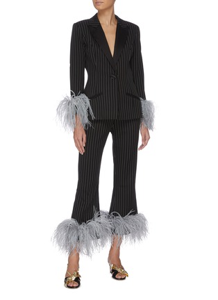 Figure View - Click To Enlarge - 16ARLINGTON - Feather cuff pinstripe pants
