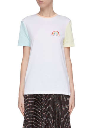 Main View - Click To Enlarge - ÊTRE CÉCILE - Colourblock rainbow patch T-shirt