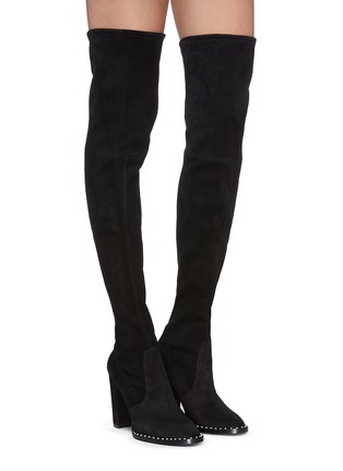Figure View - Click To Enlarge - STUART WEITZMAN - 'Winslet Pearl' stretch suede thigh high boots