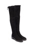 Detail View - Click To Enlarge - STUART WEITZMAN - 'Lowland' faux pearl welt embellished thigh high suede boots