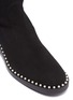Detail View - Click To Enlarge - STUART WEITZMAN - 'Lowland' faux pearl welt embellished thigh high suede boots