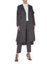 Figure View - Click To Enlarge - JONATHAN LIANG - Layered pleated back asymmetric belt waterfall jacket