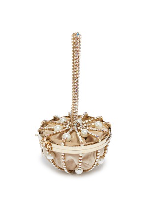 Detail View - Click To Enlarge - ROSANTICA - 'Afrodite' half sphere faux pearl embellished caged pouch bag