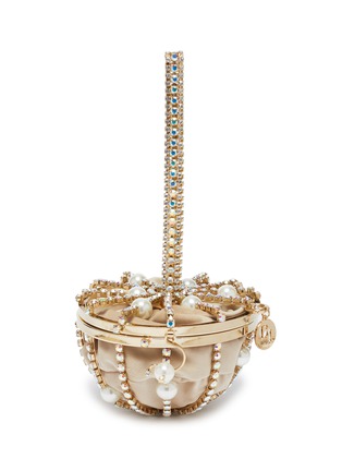 Main View - Click To Enlarge - ROSANTICA - 'Afrodite' half sphere faux pearl embellished caged pouch bag