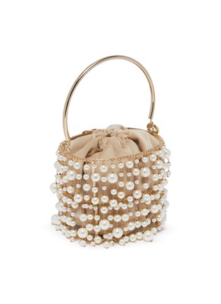 Detail View - Click To Enlarge - ROSANTICA - 'Rea' faux pearl cage bucket bag