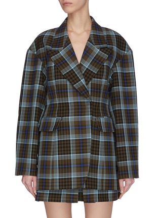 Main View - Click To Enlarge - TIBI - 'Spencer' plaid sculpted blazer