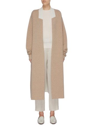 Main View - Click To Enlarge - JIL SANDER - Colourblock collar wool-cashmere knit open coat
