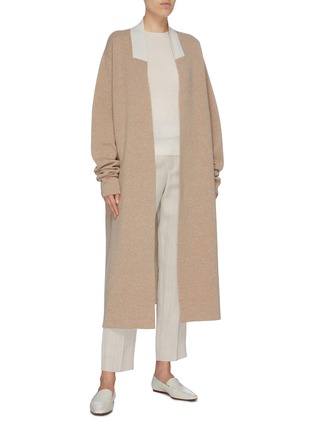 Figure View - Click To Enlarge - JIL SANDER - Colourblock collar wool-cashmere knit open coat