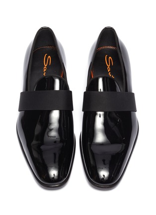 Detail View - Click To Enlarge - SANTONI - 'Moore' grosgrain band patent leather loafers
