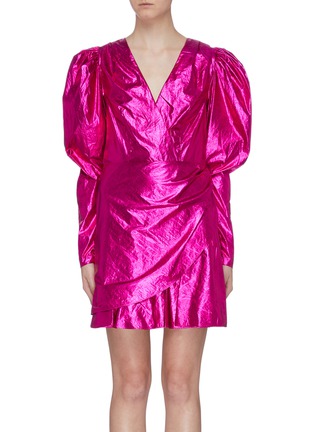 Main View - Click To Enlarge - ROTATE - 'Number 24' puff sleeve metallic mini dress