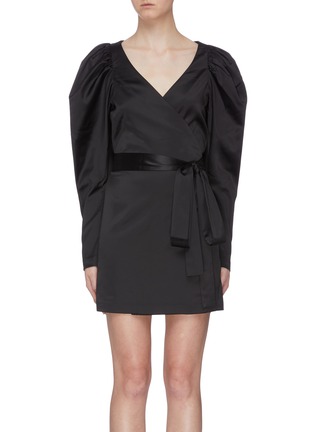 Main View - Click To Enlarge - ROTATE - 'Number 31' belted puff sleeve mini wrap dress