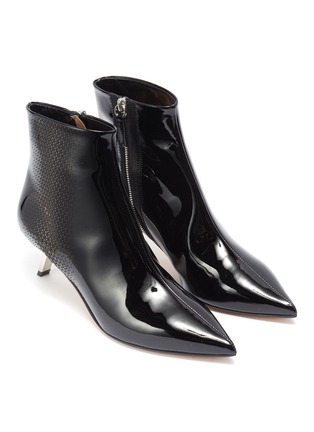 Detail View - Click To Enlarge - ALCHIMIA DI BALLIN - 'Libra' cutout triangle patent leather ankle boots