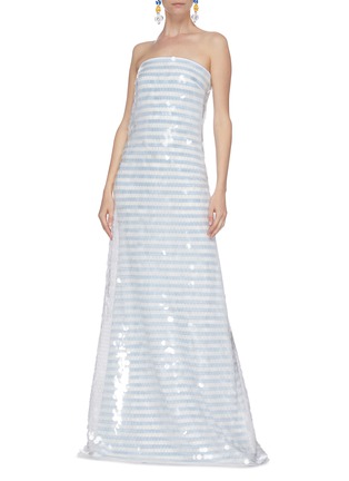 Figure View - Click To Enlarge - LEAL DACCARETT - 'Noches De Verano' sequin strip strapless gown