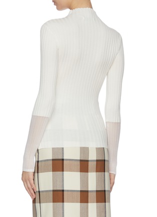 Back View - Click To Enlarge - EQUIL - High neck contrast sheer panel ribbed wool blend sweater