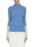 Main View - Click To Enlarge - EQUIL - High neck contrast sheer panel ribbed wool blend sweater