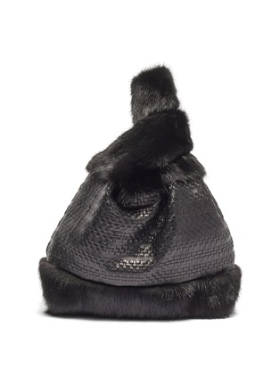Main View - Click To Enlarge Main View - Click To Enlarge - SIMONETTA RAVIZZA - 'Furrissima' woven leather panel mink fur sac bag