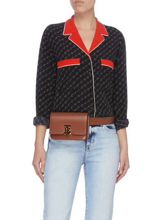Figure View - Click To Enlarge - BURBERRY - 'TB' monogram clasp leather belt bag