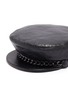 Detail View - Click To Enlarge - EUGENIA KIM - 'Marina' gunmetal chain distressed leather newsboy cap