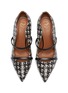 Detail View - Click To Enlarge - MALONE SOULIERS - 'Maureen' houndstooth print snakeskin leather strappy pumps