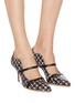 Figure View - Click To Enlarge - MALONE SOULIERS - 'Maureen' houndstooth print snakeskin leather strappy pumps