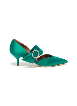 Main View - Click To Enlarge - MALONE SOULIERS - 'Maite' glass crystal buckle satin pumps