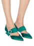 Figure View - Click To Enlarge - MALONE SOULIERS - 'Maite' glass crystal buckle satin pumps