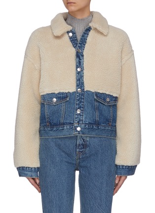 Main View - Click To Enlarge - GRLFRND - 'Miya' shearling panel denim jacket